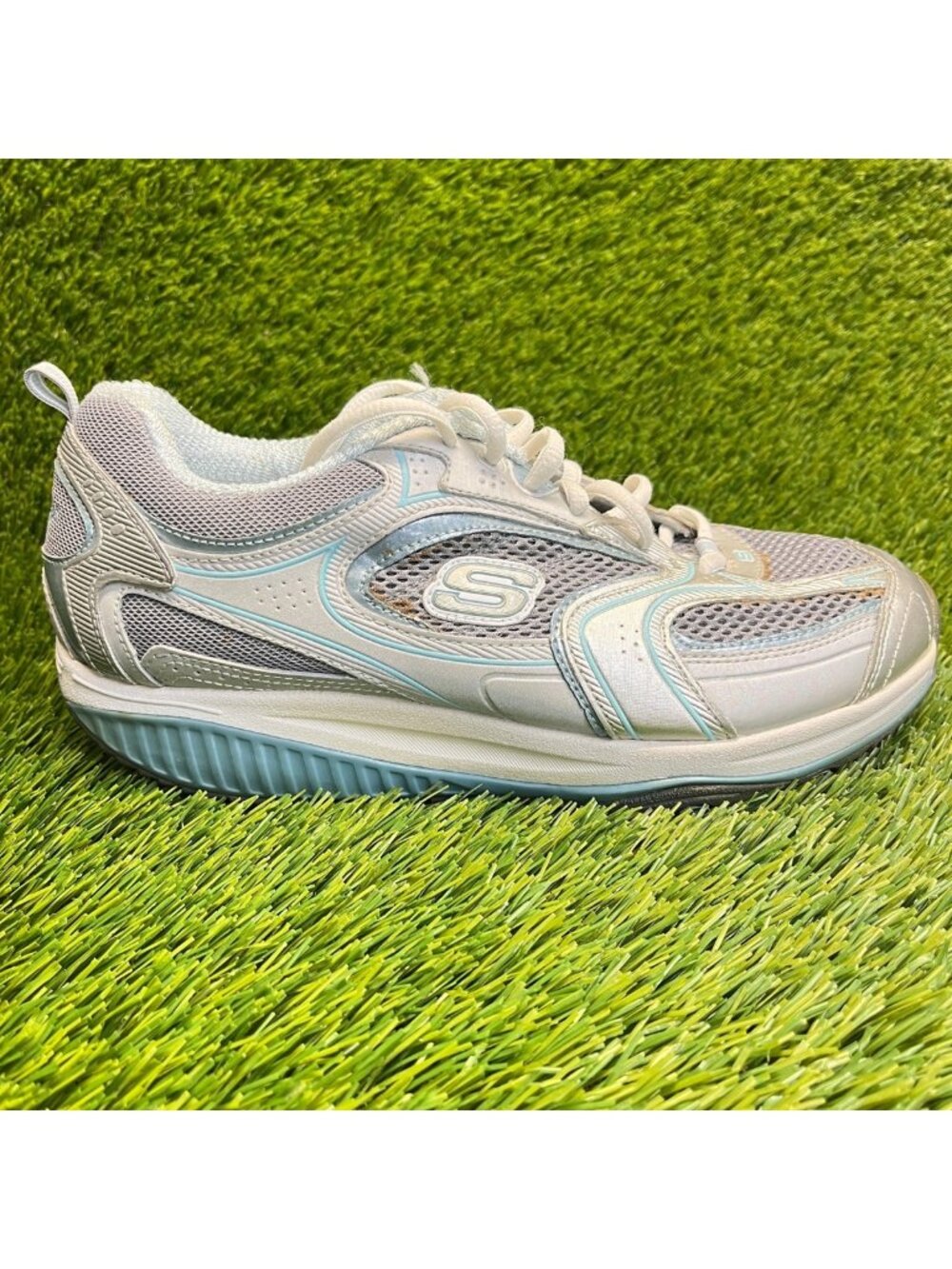 Skechers Shape Ups XF Accelerators Womens Size 8.5 Silver Running Shoes Sneakers